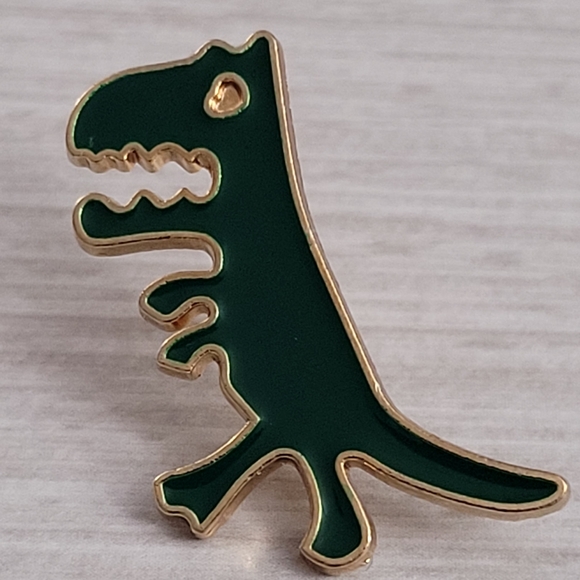 Derpy Green Dinosaur Enamel Pin - Picture 4 of 10